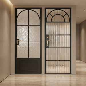 <span class=keywords><strong>Puerta</strong></span> <span class=keywords><strong>Interior</strong></span> de Vidrio Abatible Francesa de Aluminio con Arco Superior y Líneas Rectas - Product Image 1