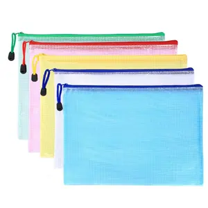 10 Pcs A4 Zipper File Bags Zippered Waterproof PVC Pouch Plastic Zip Document Filing Folder 5 Colors