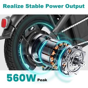 Bicicleta Eléctrica Plegable LelekuaI de 14 Pulgadas, Motor sin Escobillas de 500W, Batería de Litio, Alcance de 32 Millas, Bicicleta Eléctrica para Desplazamientos - Product Image 3