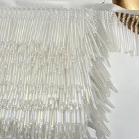 Franges perlées multicolores RYL 6CM, dentelle à pompons en perles tubulaires, accessoire de couture pour robe de scène, jupe, rideau, décoration intérieure, en stock