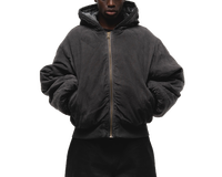 Manteau matelassé en velours côtelé pour hommes Blouson aviateur gris réversible à capuche avec fermeture éclair double épaisseur