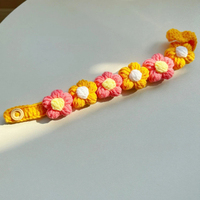 Collar de Flores de Lana Tejido a Crochet Hecho a Mano, Bufanda Ajustable para Mascotas, Babero Tejido para Gatos y Perros Pequeños, Lindo Collar Navideño