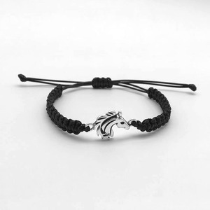 Bracelet tressé unisexe en alliage de zinc avec tête de cheval, noir et bleu, cadeau de couple DIY, bijoux, origine Yiwu YM 0313 - Product Image 4