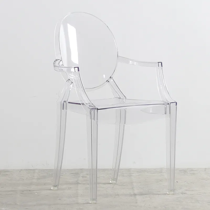 透明透明ゴーストチェアモダンダイニングプラスチックアームレストホテル寝椅子