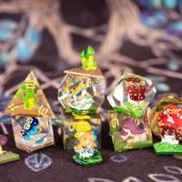 Udixi-Donjons & Dragons polyédriques personnalisables, ensemble de 7 pièces de dés à bords tranchants, dés en résine champignon coloré pour jeu Rpg