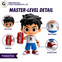 Chibi-Jungenfigur Weißes T-Shirt Blaue Shorts Getränkedose PVC Sammlerfigur Schreibtisch-Dekoration Geschenk
