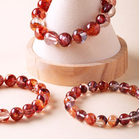 Bracelets en quartz naturel translucide rouge profond, poli, effet sang de bœuf, vente en gros