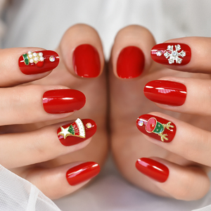 Prensa de Navidad <span class=keywords><strong>Uñas</strong></span> en las <span class=keywords><strong>uñas</strong></span> postizas cuadradas <span class=keywords><strong>cortas</strong></span> Invierno Navidad para mujeres Niñas Manicura Prensa <span class=keywords><strong>Uñas</strong></span> Venta al por mayor Fakenail - Product Image 4