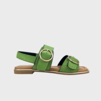 Sandales d'été tendance à bout ouvert en daim respirant, sandales plates à boucle réglable pour femmes et dames