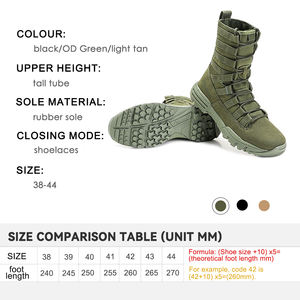 Bottes tactiques de randonnée et d'entraînement montantes en cuir et daim imperméables, coloris Tan, Vert, Camouflage, Noir - Product Image 4