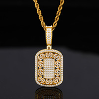 Collier pendentif militaire tendance hip-hop en argent 925 incrusté de moissanite, style européen et américain