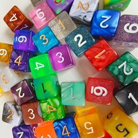 Dés à jouer de jeu de société en acrylique transparent multicolore gravé, écologique, 16 mm, 7 pièces/sac, coins carrés, Dungeons & Dragons D6