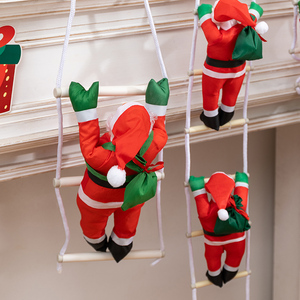 Décoration de Noël à suspendre pour sapin, fête, porte ou mur : Père Noël grimpant sur une échelle de cordes - Product Image 2