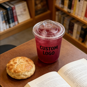 Vasos de Plástico Transparente de Pared Simple de 200 ml (32 oz) con 90 mm de Diámetro y Logotipo para Jugo - Product Image 4