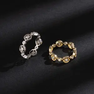 RINNTIN SR308 New Arrival Fashion Jewelry Rings Gold Plated 925 Silver Round Cut Clear Zircon Diamond Rings Jewelry Women