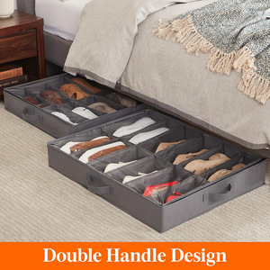 Hộp đựng giày vải có thể gập lại với nắp trong suốt và cửa sổ xem để lưu trữ giày dưới giường - Product Image 3