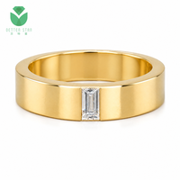 Betterstar Smaragdschliff Labor-Gezüchteter Diamant Klassischer Ehering 14K 18K Gelbgold Plattiert D VVS IGI Herren