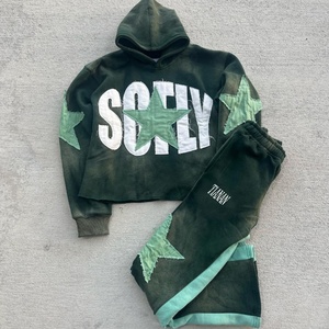 Conjunto de Sudadera con Capucha y Pantalones Extra Grandes de Algodón 100% con Apliques Bordados, Ropa Personalizada al por Mayor para Invierno - Product Image 3