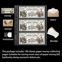 20 hojas de páginas de moneda para colección de papel moneda-3 bolsillos fundas de moneda páginas de álbum de colección