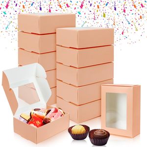 Cajas de papel Kraft de cartón de regalo de joyería biodegradables personalizadas con ventana de plástico transparente - Product Image 1