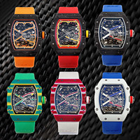 Montre de luxe pour homme RM67-02 ultra-fine (7,8 mm) – Verre saphir, fibre de carbone, bracelet élastique – Montre de style designer