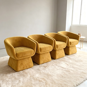 Designer Boucle Swivel Accent Chairs Ivory Teddy Fabric Curved Egg <b>Shape</b> Gold Disc Base Modern Portable Apartment Commercial - Product Image 5