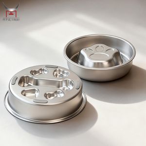 Ciotola per cani in acciaio inossidabile per cuccioli con piastra per gatti in acciaio lento con 2 tazze di capacità antiscivolo - Product Image 6