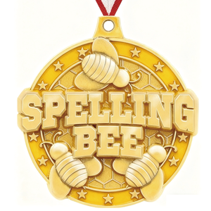 Logotipo de diseño gratuito, medallas de abeja de ortografía de metal deportivo personalizado, medalla de recuerdo - Product Image 1