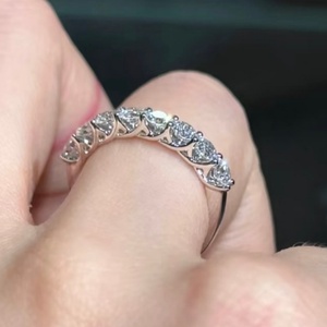 Customize 14K/18K Solid Gold Rhodium Plated <b>Ring</b> 7 Lab Grown Diamond Embrace Wedding Band for Unisex Gift-Trendy IGI Certified - Product Image 2