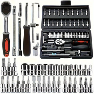 46pcs Ratchet Ổ cắm cờ lê Kit cho xe máy quản lý bảo trì tự động sửa chữa xe Bộ công cụ Ổ cắm cờ lê xách tay tuốc nơ vít - Product Image 1