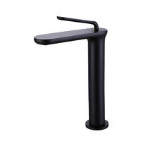 Aqua Gallery Robinet mitigeur d'évier moderne en laiton massif de haute qualité, noir mat, mitigeur pour salle de bain, forme ronde
