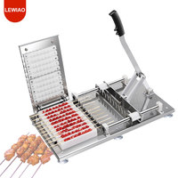 Machine à brochettes à viande manuelle simple et facile à utiliser, en acier inoxydable, portable, type levier, pour barbecue, fabrication de brochettes