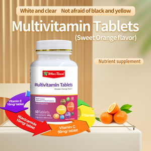 Comprimés multivitaminés Wins Town saveur orange douce pour adultes, 60 unités, améliore l'immunité, vitamines C, E, niacinamide, soutien immunitaire - Product Image 3