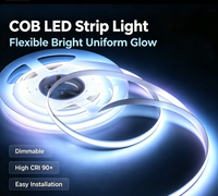 Pita LED COB Tanpa Titik 480LED/m DC24V 14W/m PCB 10mm, CRI90+ Tinggi, Lampu Strip Dalam Ruangan Komersial & Kabinet