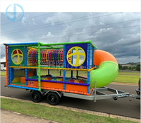 Parc d'attractions mobile extérieur commercial, aire de jeux souple mobile avec remorque pour enfants et adultes en promotion