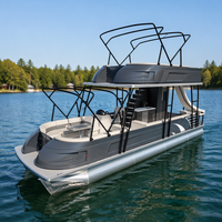 Bateau ponton double pont Allhouse 30 pieds, yacht sportif en aluminium avec moteur, spacieux, confortable, pour les loisirs en famille, certifié CE.