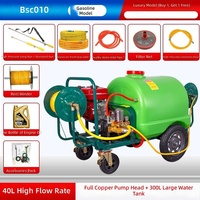 Nouvelle pulvérisatrice agricole motorisée à essence 170F haute pression 60L sur chariot, débit 60-300L/min, pompe toutes saisons facile à utiliser