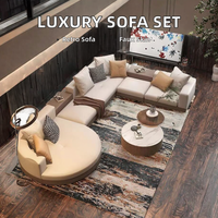 Ensemble de canapé-lit modulaire personnalisé, design Chesterfield moderne du milieu du siècle, rembourrage en éponge, cuir microfibre, structure en bois massif, grand format pour salon