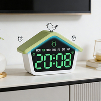 Reloj Despertador Digital Inteligente Electrónico con Pantalla LED, Diseño de Pájaro de Dibujos Animados, para Mesita de Noche, Decoración de Habitación, para Niños