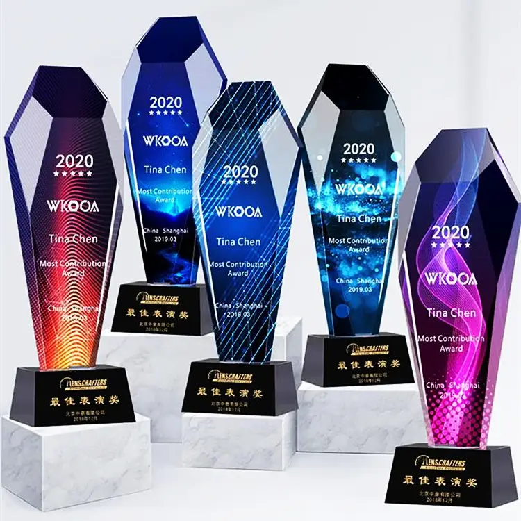 Award cristal de troféu personalizado, novo produto de negócios