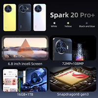 Version Globale Tecno Spark 20 Pro+ Débloqué 5G Android 14 Smartphone Robuste Écran LED Prise en Charge Espagnole 16 Go de RAM Batterie 7000 mAh
