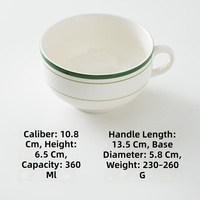 Mug à café en céramique blanche rayée personnalisé de 360 ml, design minimaliste moderne pour la maison, le café, ensemble tasse et soucoupe à latte
