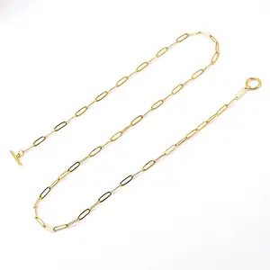 Collier tendance géométrique 50cm Boucle OT en acier inoxydable plaqué or 18 carats Colliers à chaîne trombone