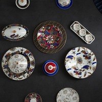 Luxe Restaurant Bone China Servies Fancy Borden Hotel Zwart En Wit Milieuvriendelijke Keramische Dinersets Voor Europese Kopers
