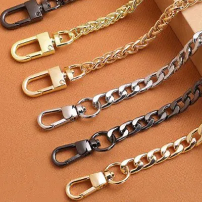 High Quality Metal Brass Handbag Chains for Bags Accessories Purse Shoulder Handbag Chain Strap Curb Black Metal Lady Chains Bag