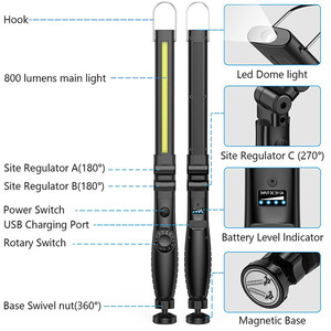Luz DE TRABAJO COB magnética de Inpesction portátil, lámpara de trabajo de mantenimiento recargable LED automática plegable con Base para reparación de automóviles - Product Image 6