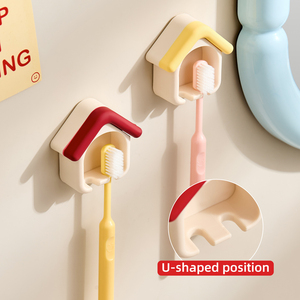 Lindo Soporte para Cepillos de Dientes con Forma de Casita, Autoadhesivo, Sin Taladro, Montaje en Pared, Secado Rápido, Organizador de Baño - Product Image 4