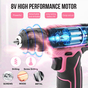 ชุดสว่านไฟฟ้าสีชมพู 110 ชิ้น พร้อมหัวจับดอกสว่านแบบไม่ใช้กุญแจ และแรงบิด 50 นิวตันเมตร สำหรับใช้ในบ้าน - Product Image 3