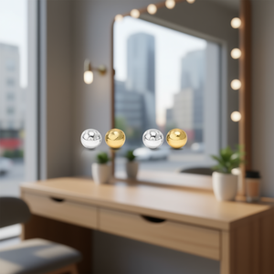 Pendientes Angelina con bola de acero de 6 mm chapados en oro, joyería de moda unisex - Product Image 2