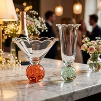 Ensemble de verres à cocktail Raymond Flower Rim, 2 pièces, verre transparent, pied à bulles, vaisselle de bar